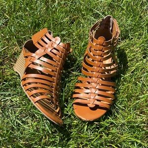 Strappy A.N.A. Wedge Sandals, 7.5 Faux Leather